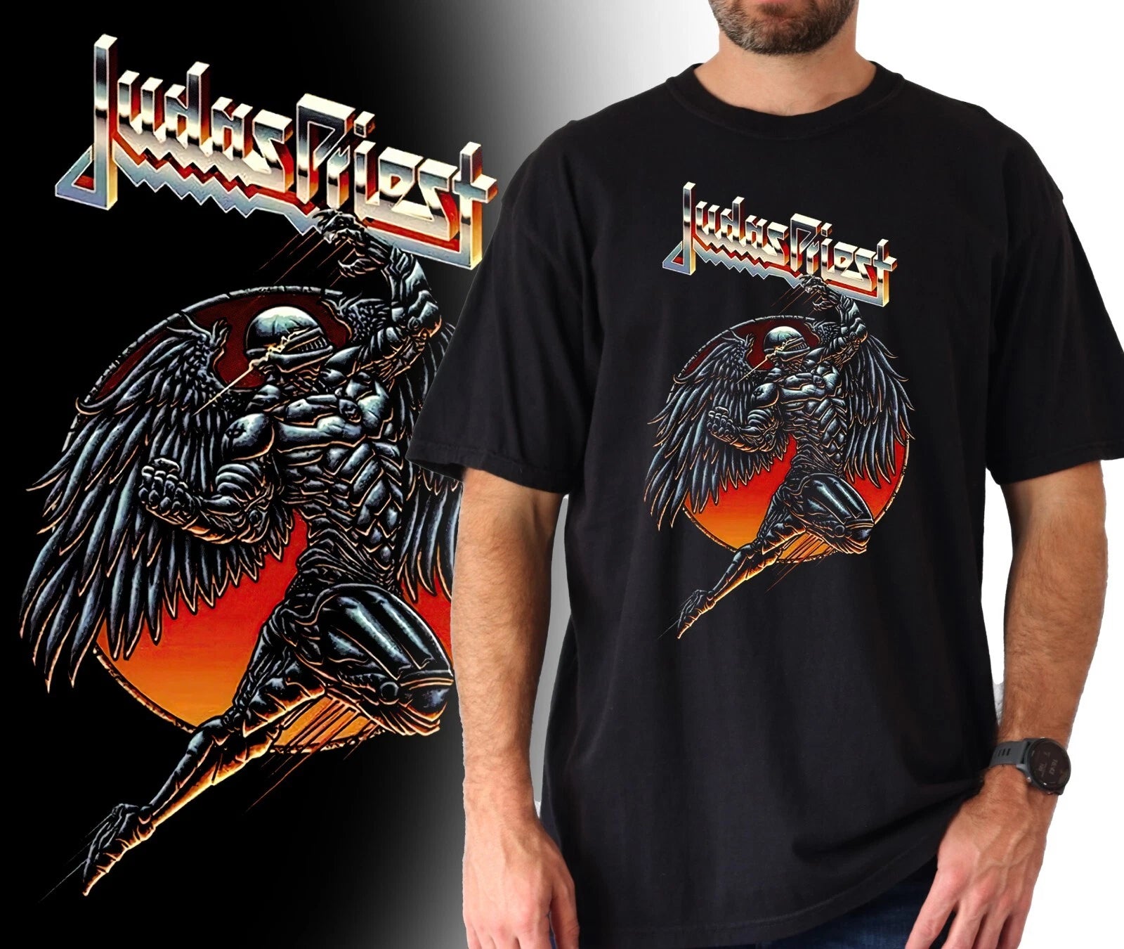 Judas Priest logo image Black T-Shirt breathable Polyester - Heavy Metal music