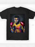 Vibrant Pop-Art Boxer Graphic Plus Size T-Shirt - Bold and Colorful Illustration