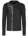 Punk Rave Mens Apocalyptic Gothic Grunge Long Sleeve T-Shirt Top Black PU Lacing