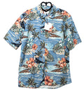NEXT Mens Short Sleeve Blue Holiday Button Up Shirt Top Surf Tropical Design