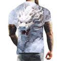 Mens Loose T Shirt with Modern Cloud Dragon Print for Casual and Holiday