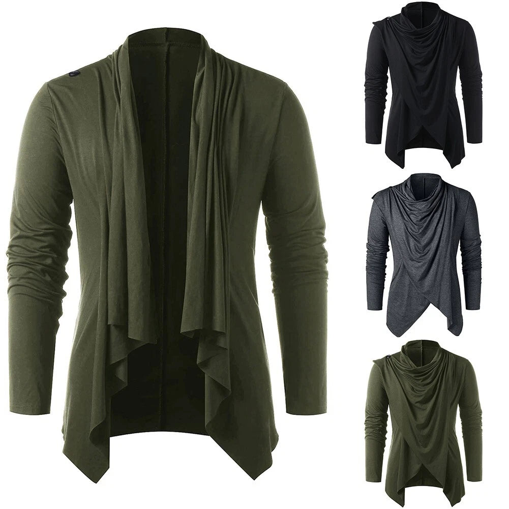 Open Front Top for Men Featuring Stylish Asymmetrical Design and Sleeves