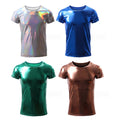 Men's Shiny Metallic Short Sleeve T-shirts Nightclub Party Slim Fit Muscle Shirt