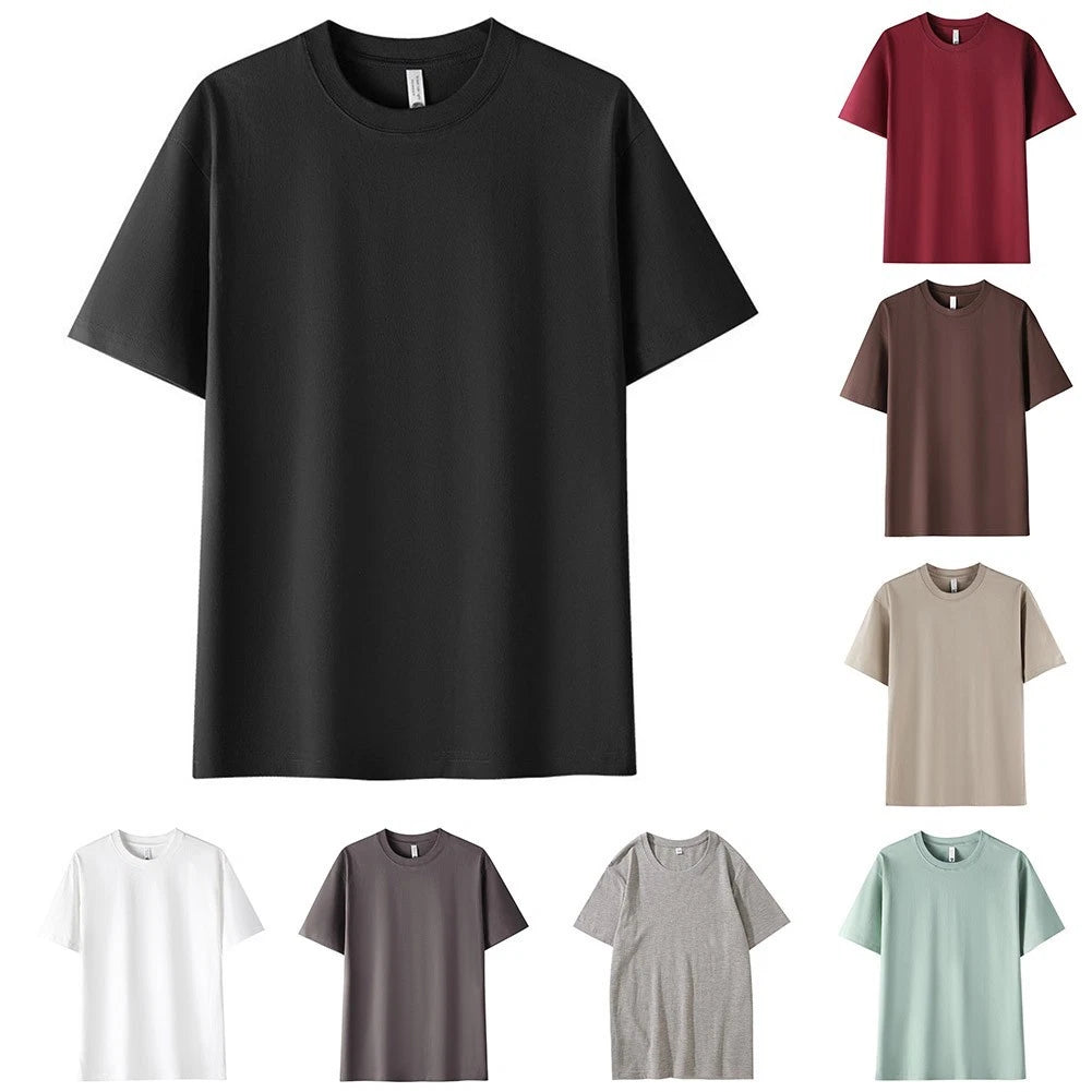 Mens Regular Length O-Neck Short Sleeve T-Shirt for Streetwear Fitness