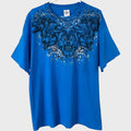 Y2K Animal Planet Wolf Graphic T-Shirt Mens Large Blue Metallic Splatter Tee