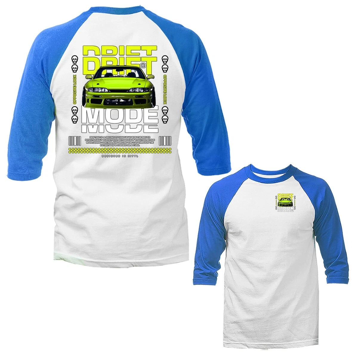 Drift Mode Imported Tuned Custom JDM Sports Car 3/4 Sleeve Raglan