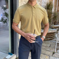 Summer Shirt Men's Short Sleeve Slim Fit Business Solid Color Casual T-shirt Top