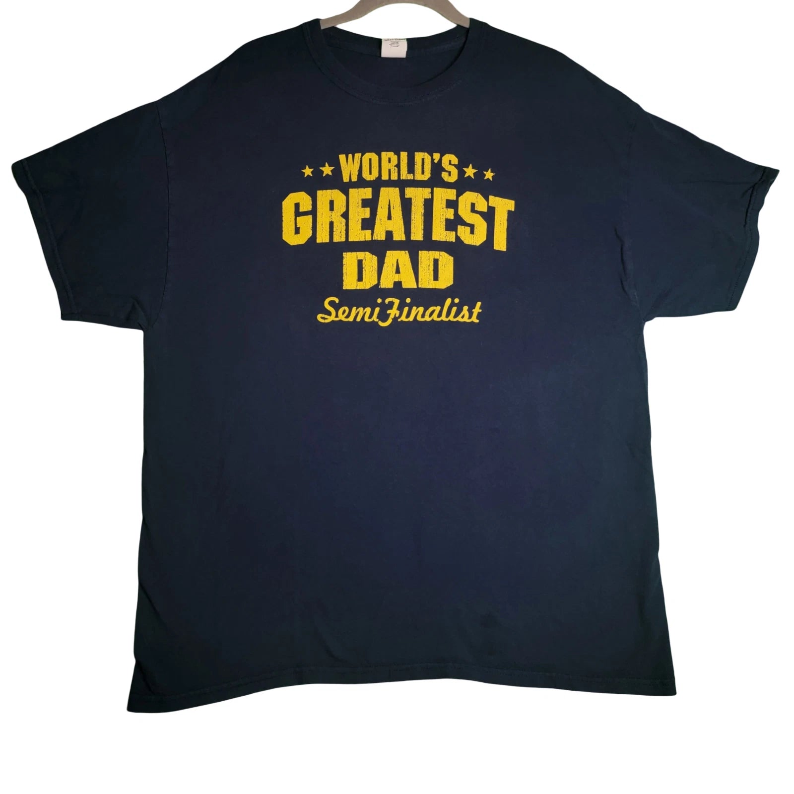 Gildan T-Shirt Men’s XL Blue “World’s Greatest Dad Semi-Finalist” Graphic Tee