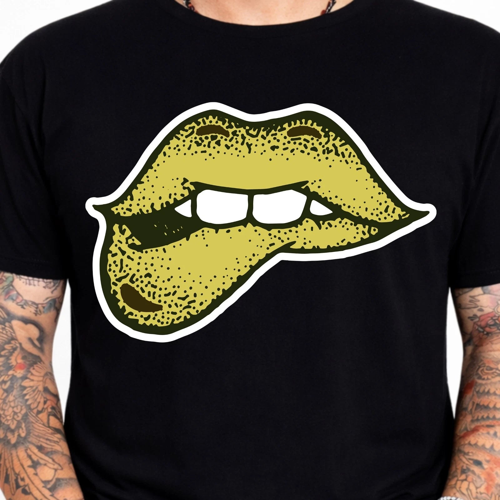 Lip Bite Graphic Tee Sexy Lips Aesthetic Streetwear Trendy Pop Art Shirt.