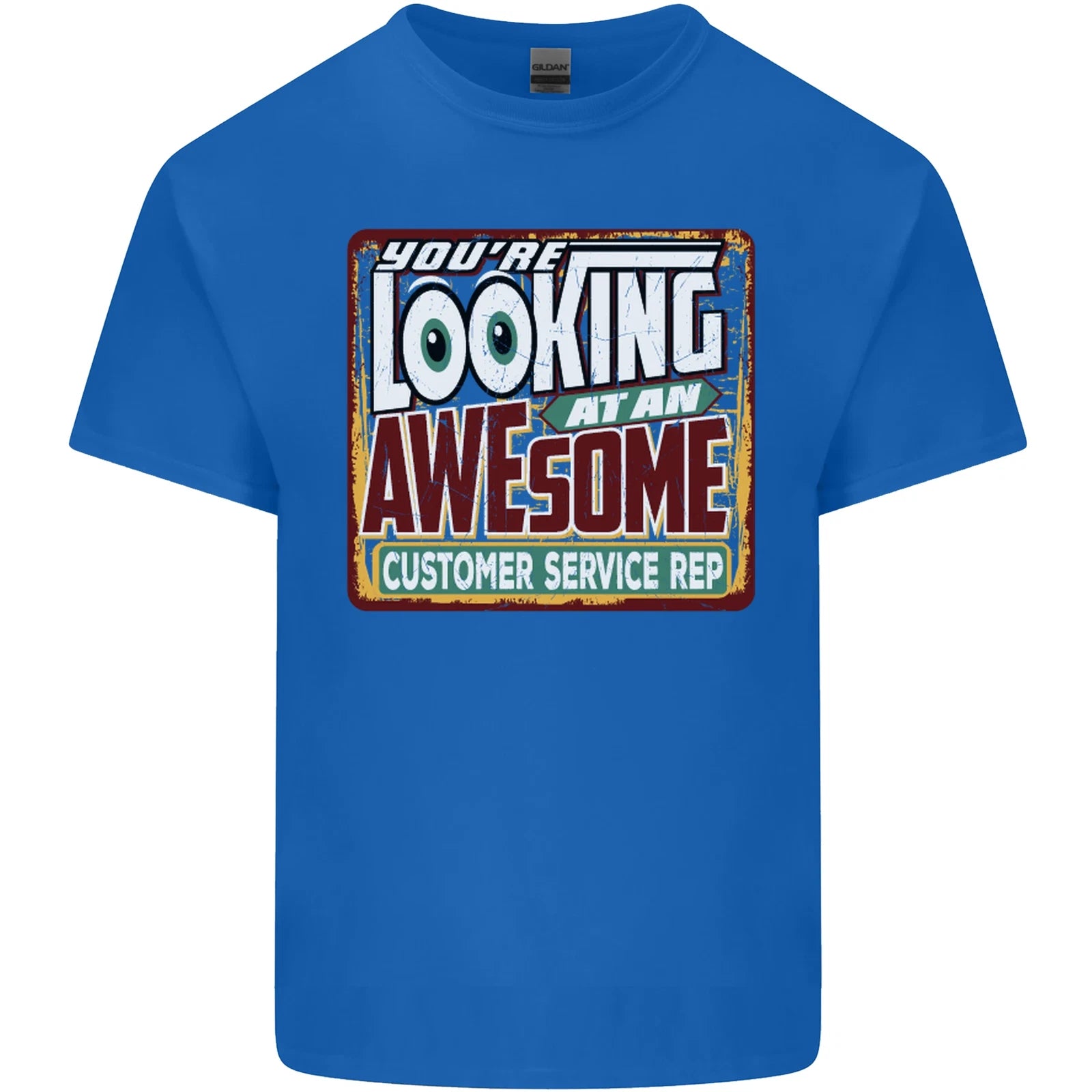 Looking at an Awesome Customer Service Rep Mens Cotton T-Shirt Tee Top