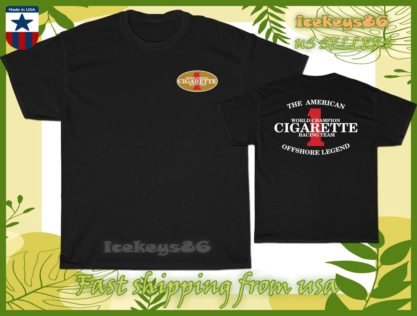Cigarette Racing Performance Boats Logo Men's T-Shirt American Size Cool T-Shirt
