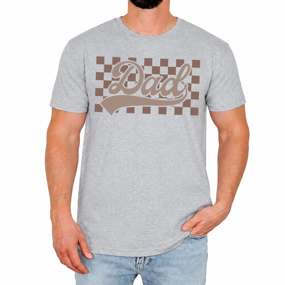 Retro Dad Mens T-Shirt Funny Checkered Pattern Stylish Fathers Day Gift