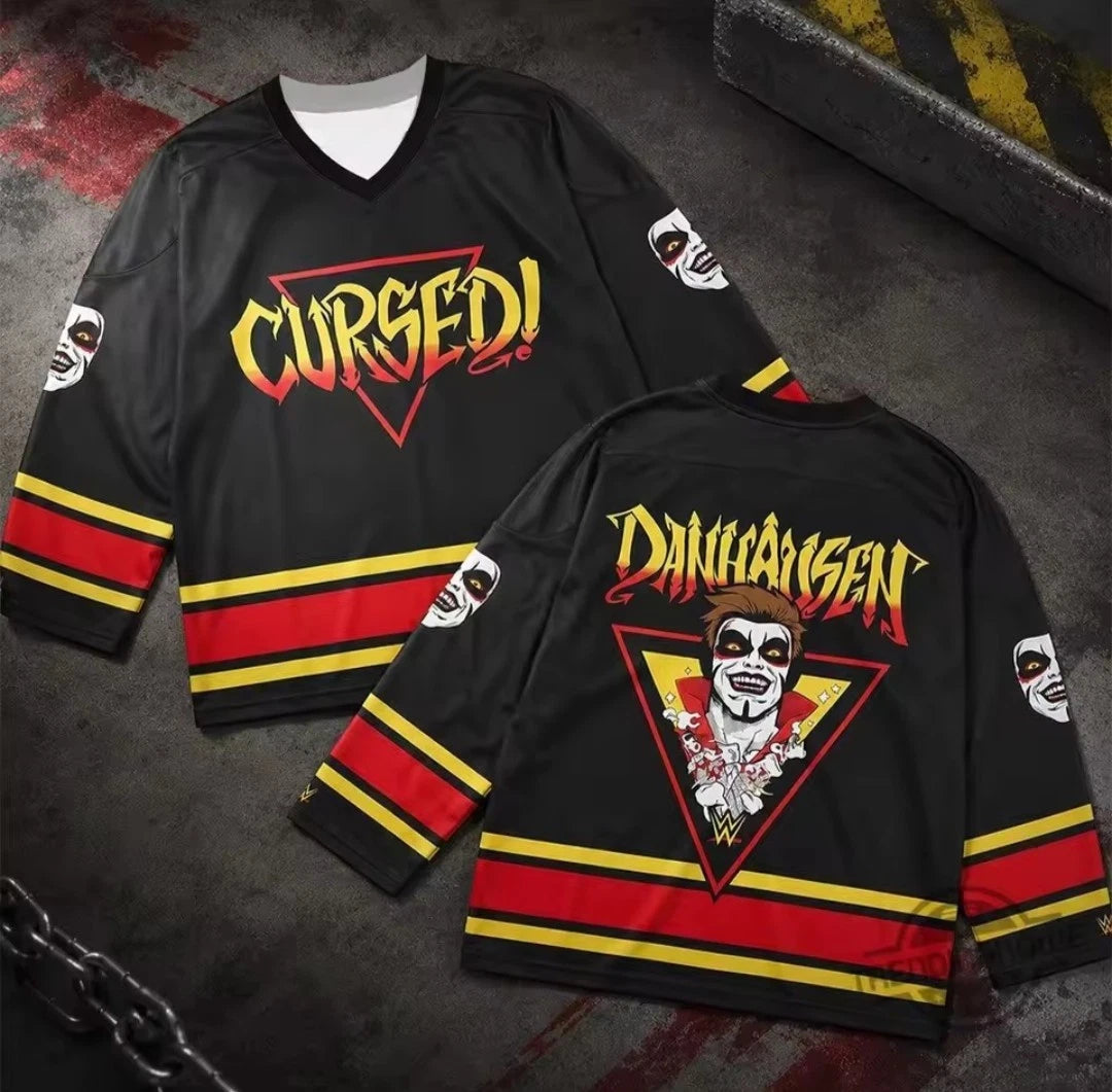 Danhausen Long Sleeve Hockey Jersey – Cursed Pro‑Style Wrestling Fan Gear
