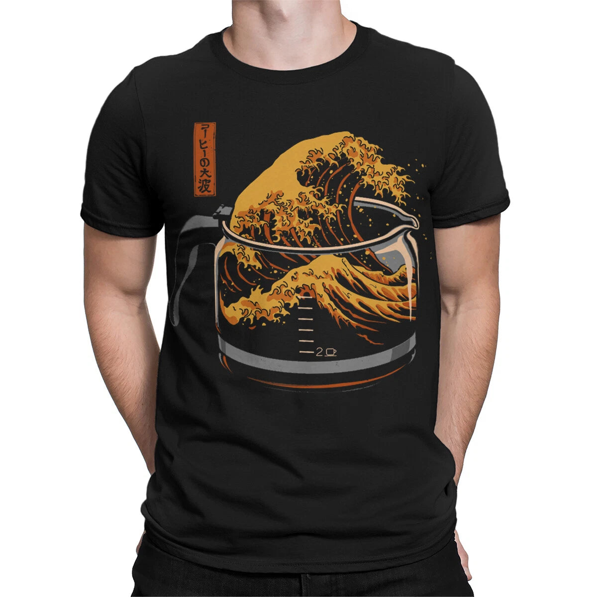 The Great Wave Of Coffee Japanese Drink Funny Mens Womens T-Shirts Top #T510