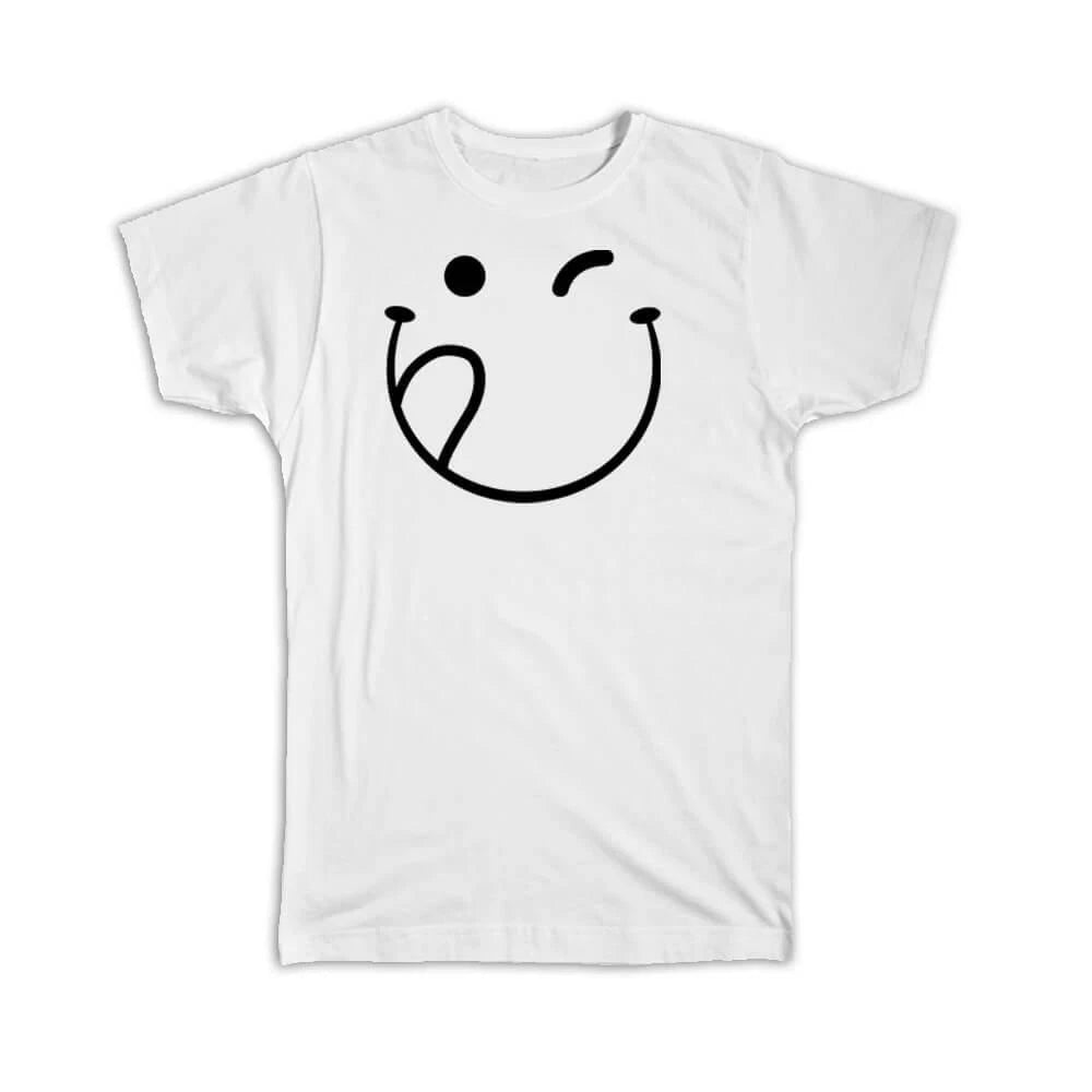Gift T-Shirt : Cute Face Geek Funny Symbol Modern Stuck Out Tongue Winky