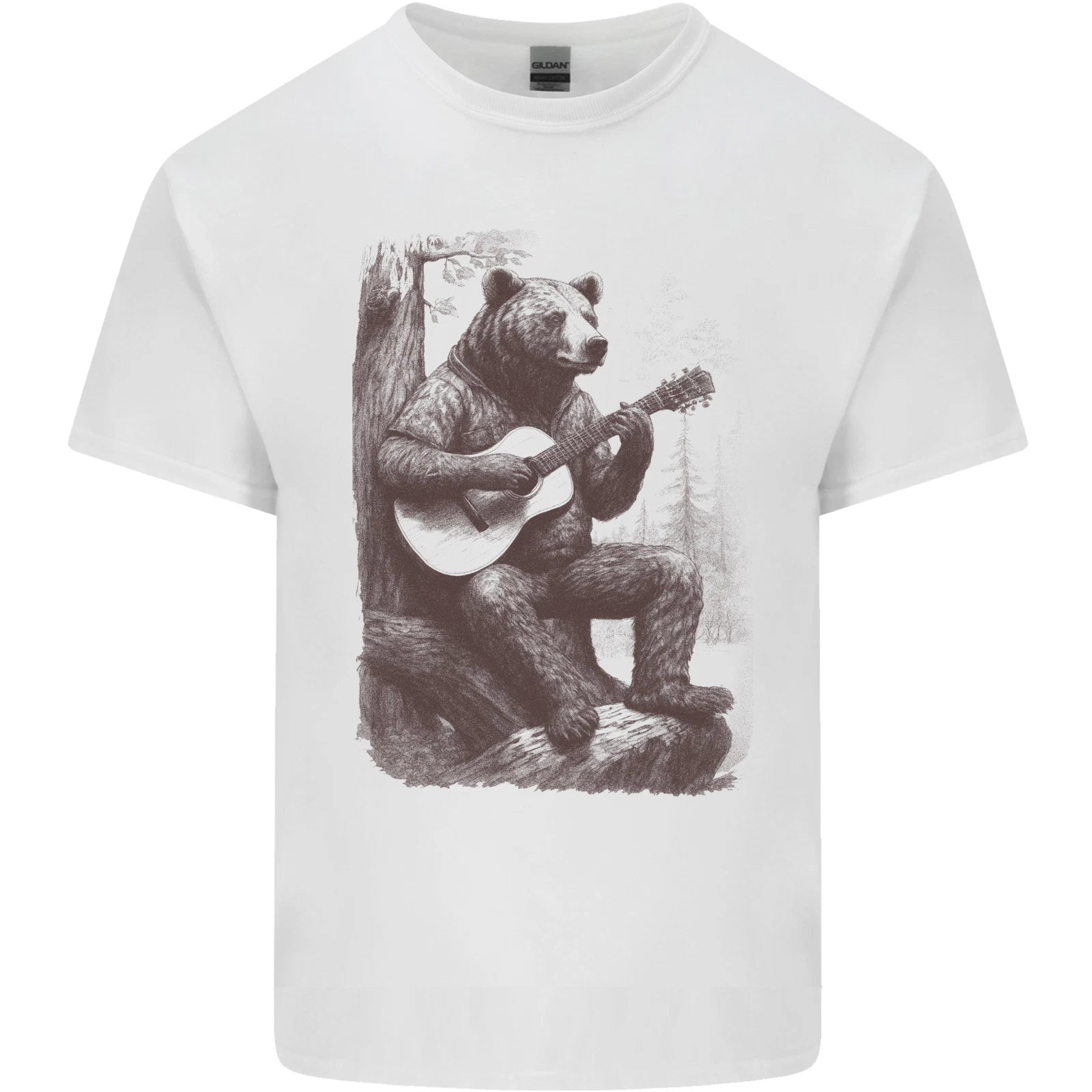 A Cool Bear Playing the Acoustic Guitar Mens Light Cotton T-Shirt