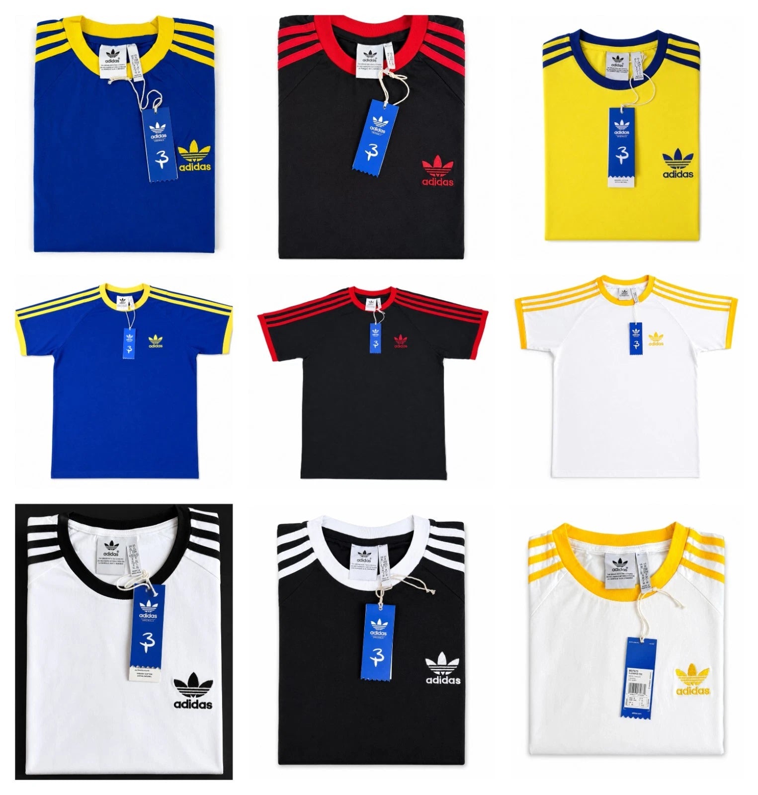 Men's Adidas Originals 3 Stripe Crew Neck Short Sleeve T-Shirt Casual Tee