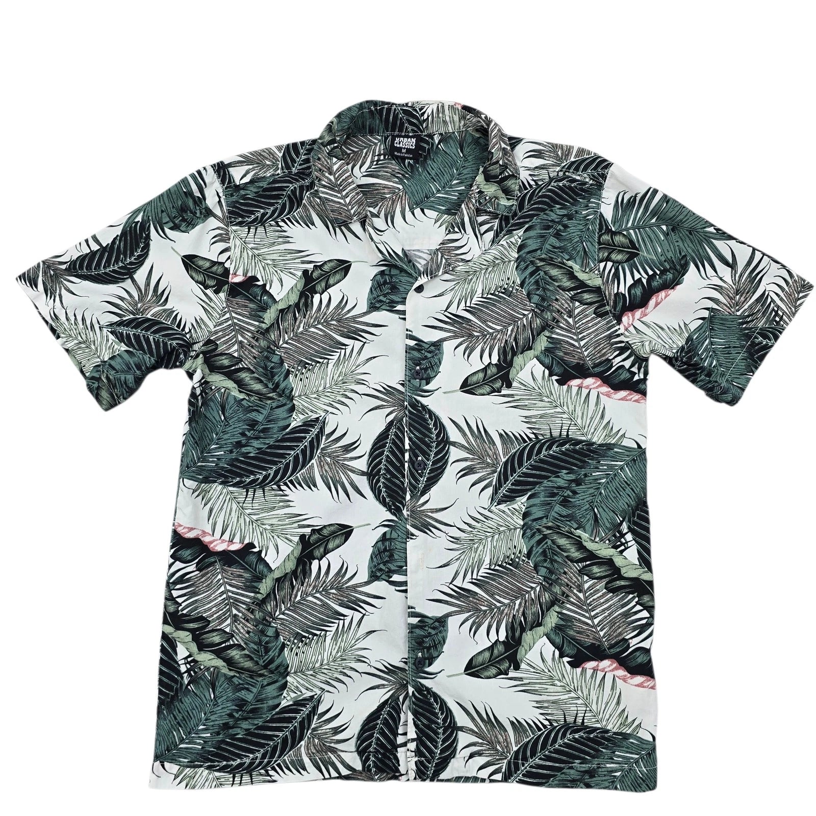 Urban Classics Men's Size M Tropical Leaf Print Shirt