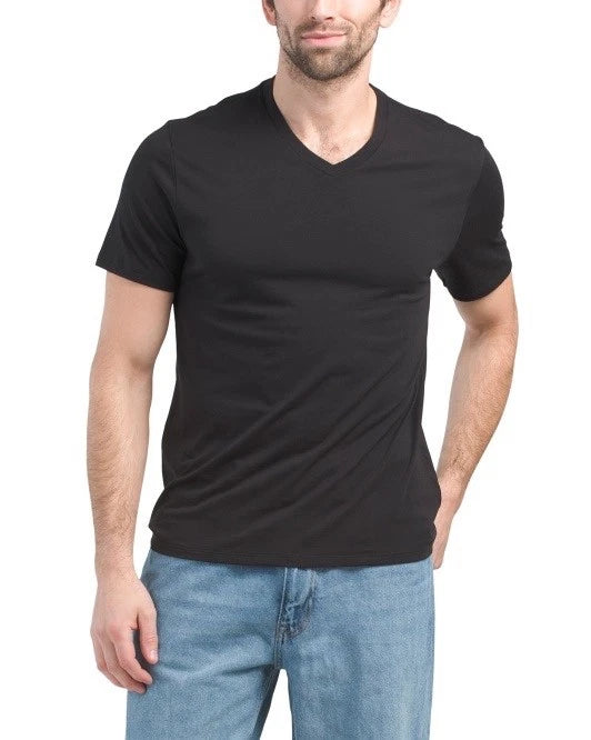 NWT Vince Men’s 100% Pima Cotton V-Neck T-Shirt Black XL Made Peru MX5209033