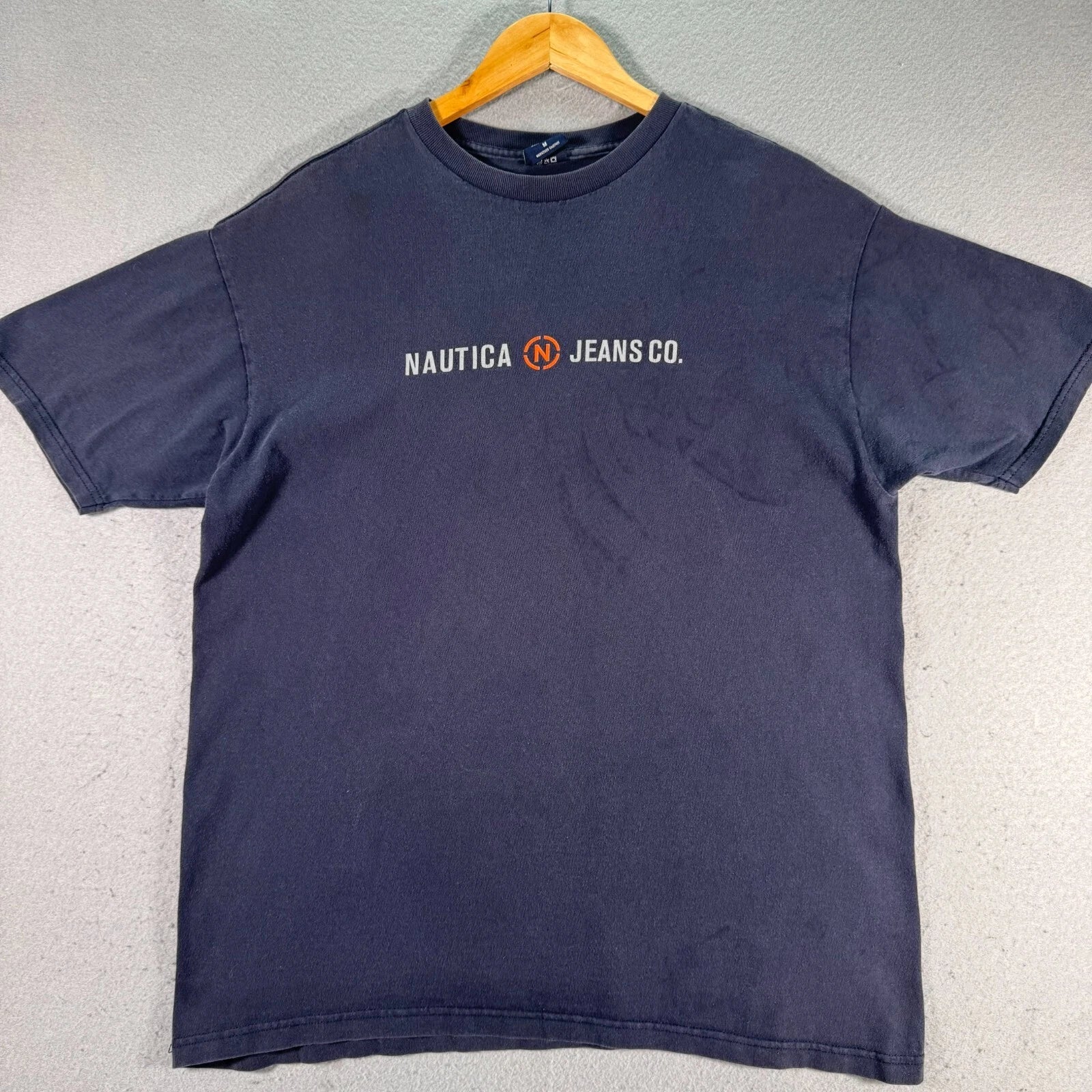 Nautica Jeans Co T-Shirt Men Medium Blue Graphic Classic Comfort Streetwear Y2K