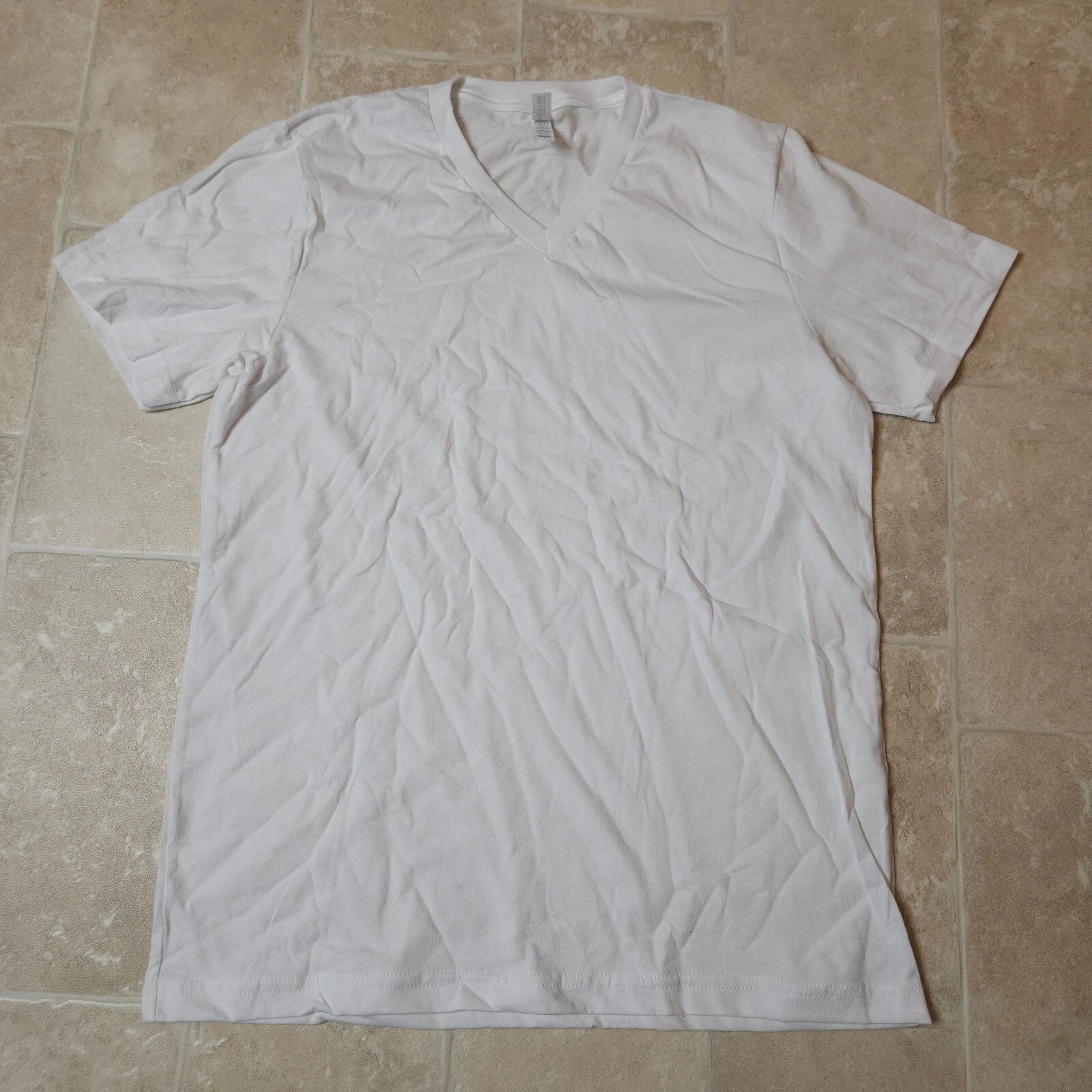 Bella Canvas V-Neck White T-Shirt Men's Large NWOT