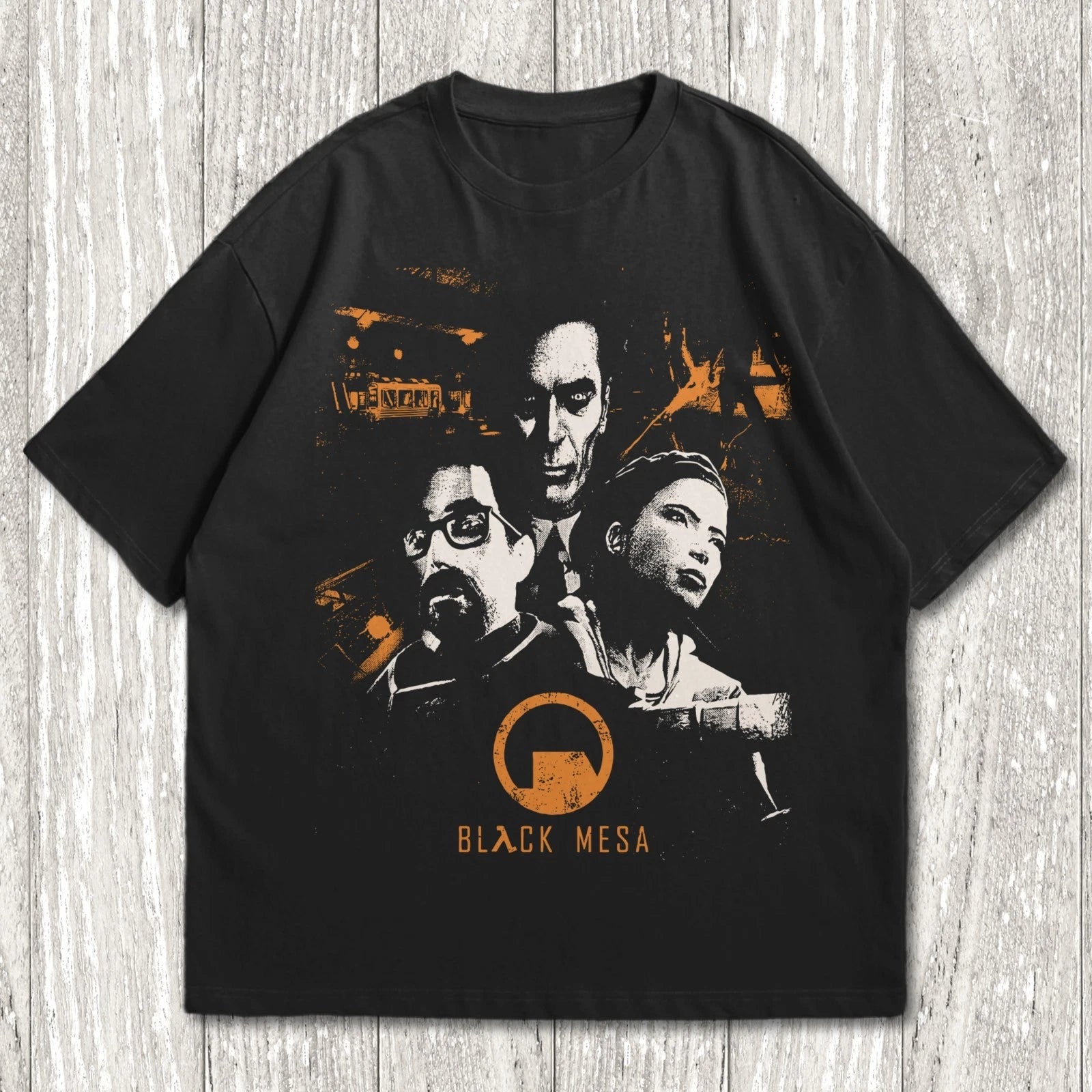 Retro Dystopian Sci-Fi Gamer Graphic Tee Black Unisex T-Shirt