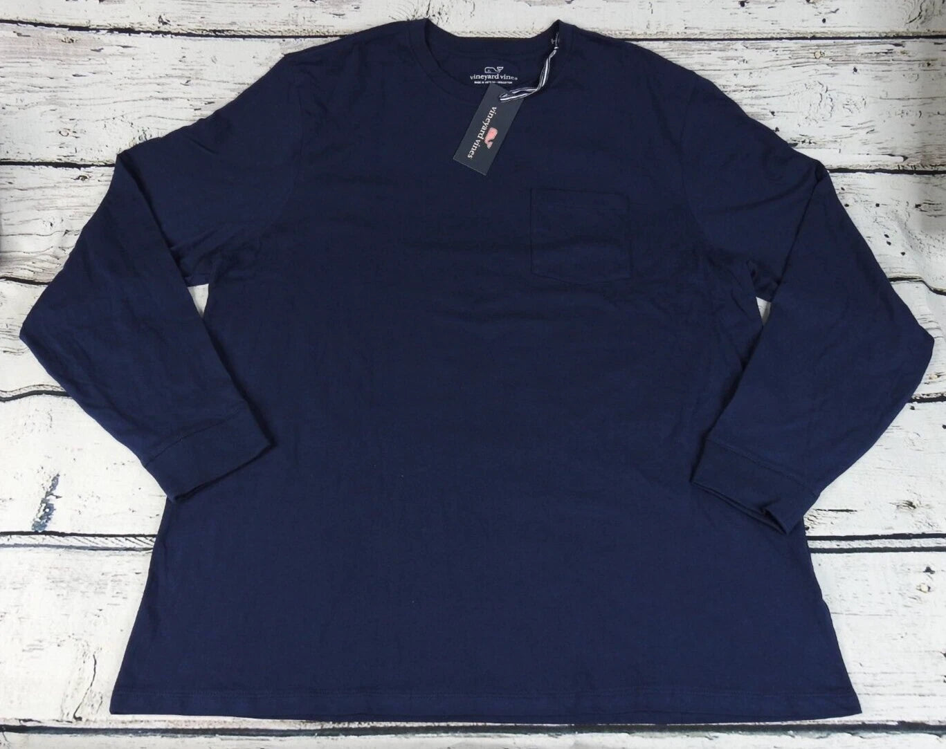 Vineyard Vines Men's Long Sleeve Pocket T-Shirt Deep Bay Men's Size Small - NEW