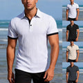Men's Button-Down Short Sleeve Jacquard Slim Fit T-Shirt Streetwear Top