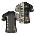 Customize Name Veteran Army Camo Pride American Flag T-shirt 3D For Men