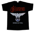 saxon wheels of steel'80 short long sleeve black t-shirt 345XL