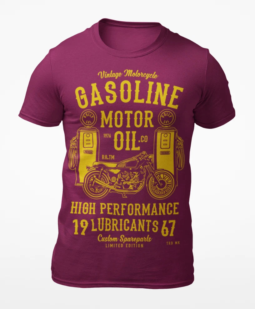 Vintage Gasoline Motor Oil Motorcycle - Biker Men's T-Shirt - Women's T-Shirt