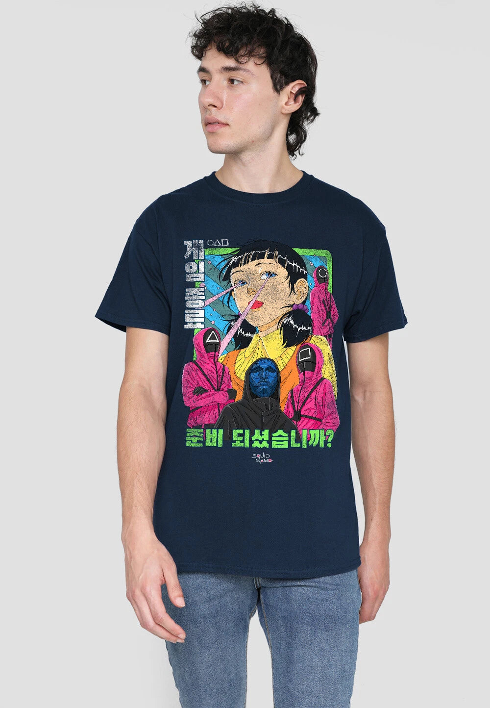 SQUID GAME - EVIL GROUP ANIME - Mens T-shirt - navy