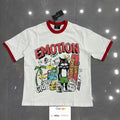 American High Street Distressed Contrast Print Oversized Crewneck Summer Top Tee