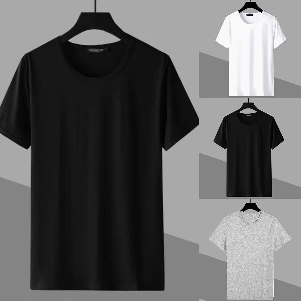 Casual Men's Slim Fit T Shirt Top Short Sleeve Solid Color Elegant Style