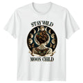 Stay Wild Moon Child Womens T-Shirt Moon Phases Celestial Birthday Gift For Her
