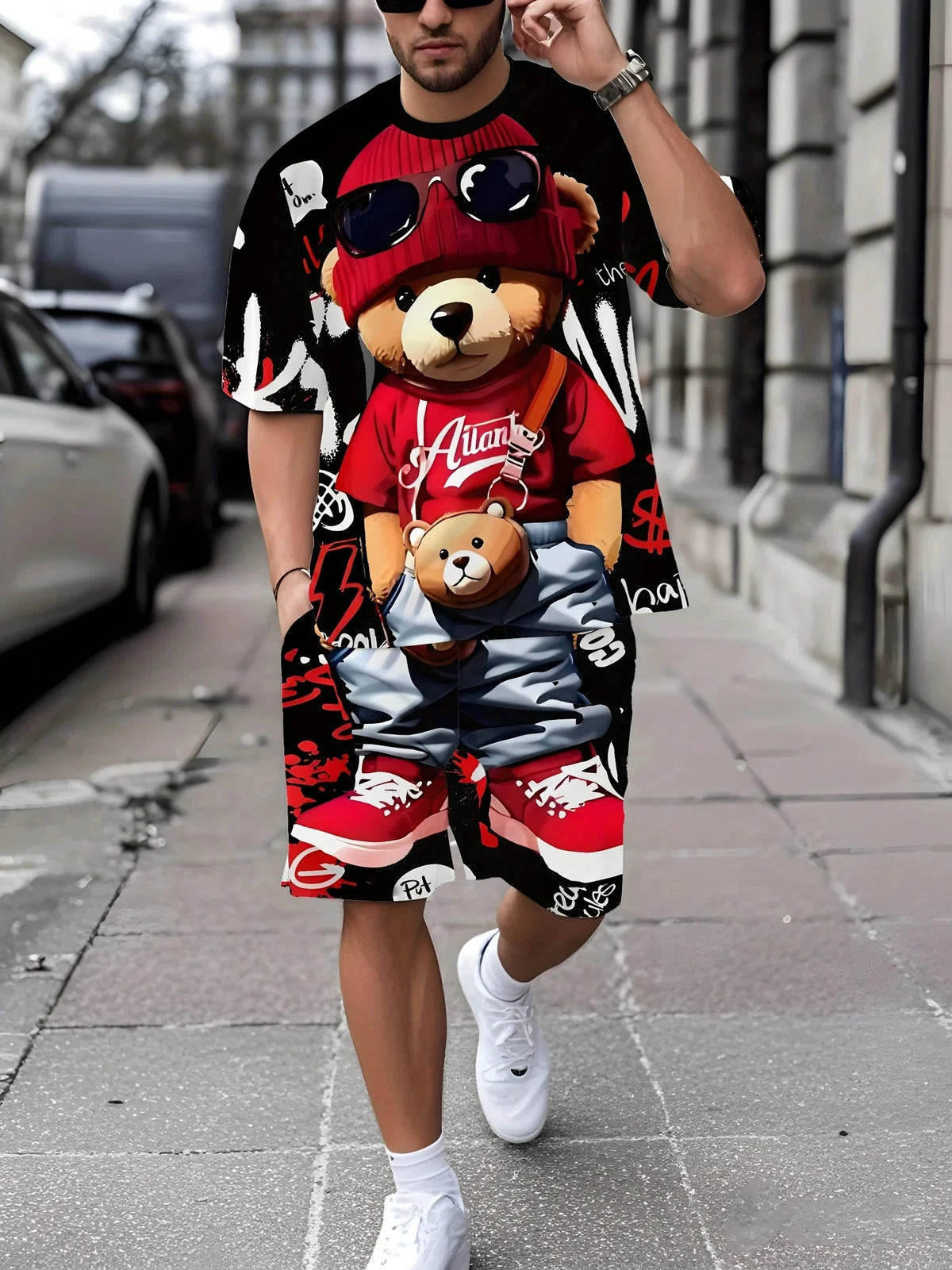 summer new men's set features street casual fashion softness breathability