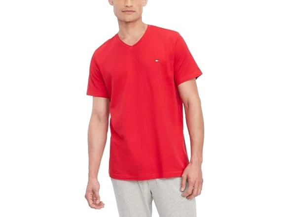 MENS TOMMY HILFIGER V-NECK LOUNGE T-SHIRT~RED~SZ XL~NWT