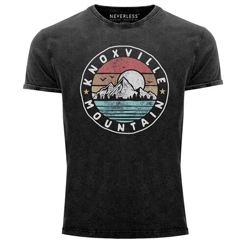 Neverless® Men's T-Shirt Vintage Shirt Print Shirt Knoxville Mountain Logo