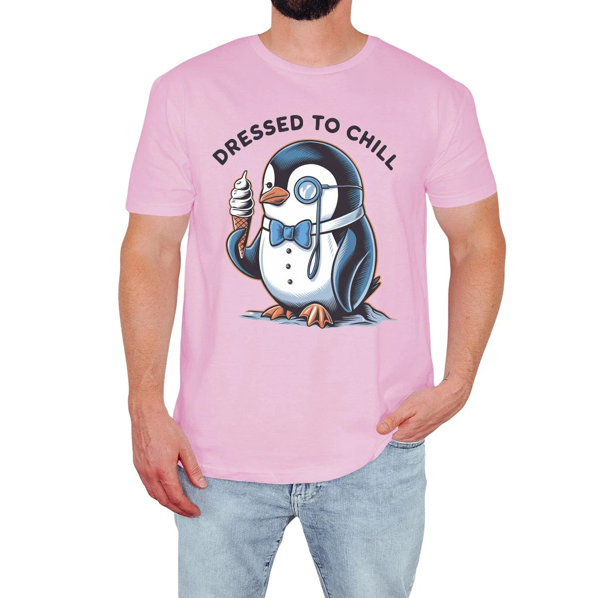 Funny Penguin Mens T-Shirt Dressed To Chill Cute Cartoon Animal Lover Gift