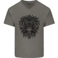 Mandala Lion Mens V-Neck Cotton T-Shirt