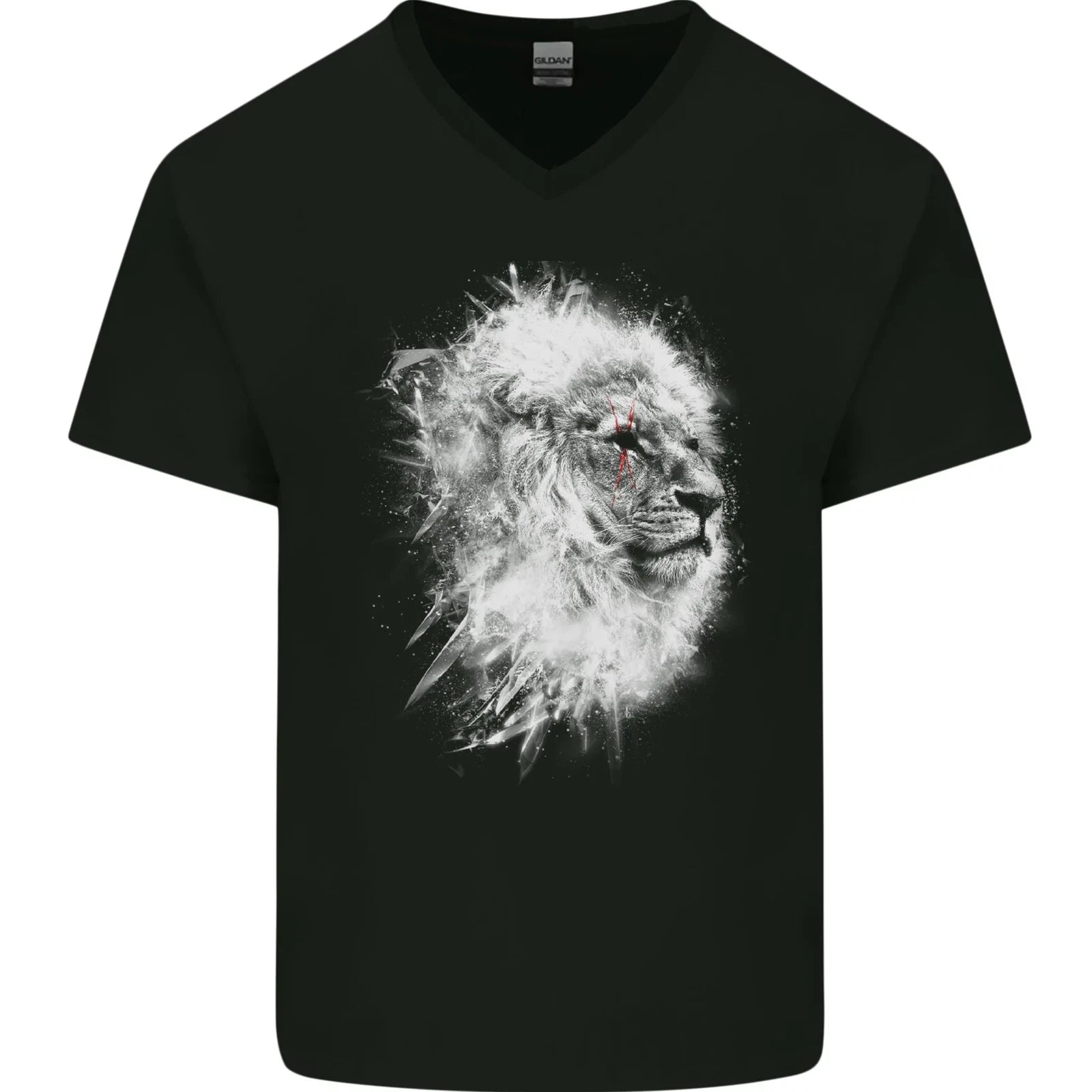 A Lion Mens V-Neck Cotton T-Shirt