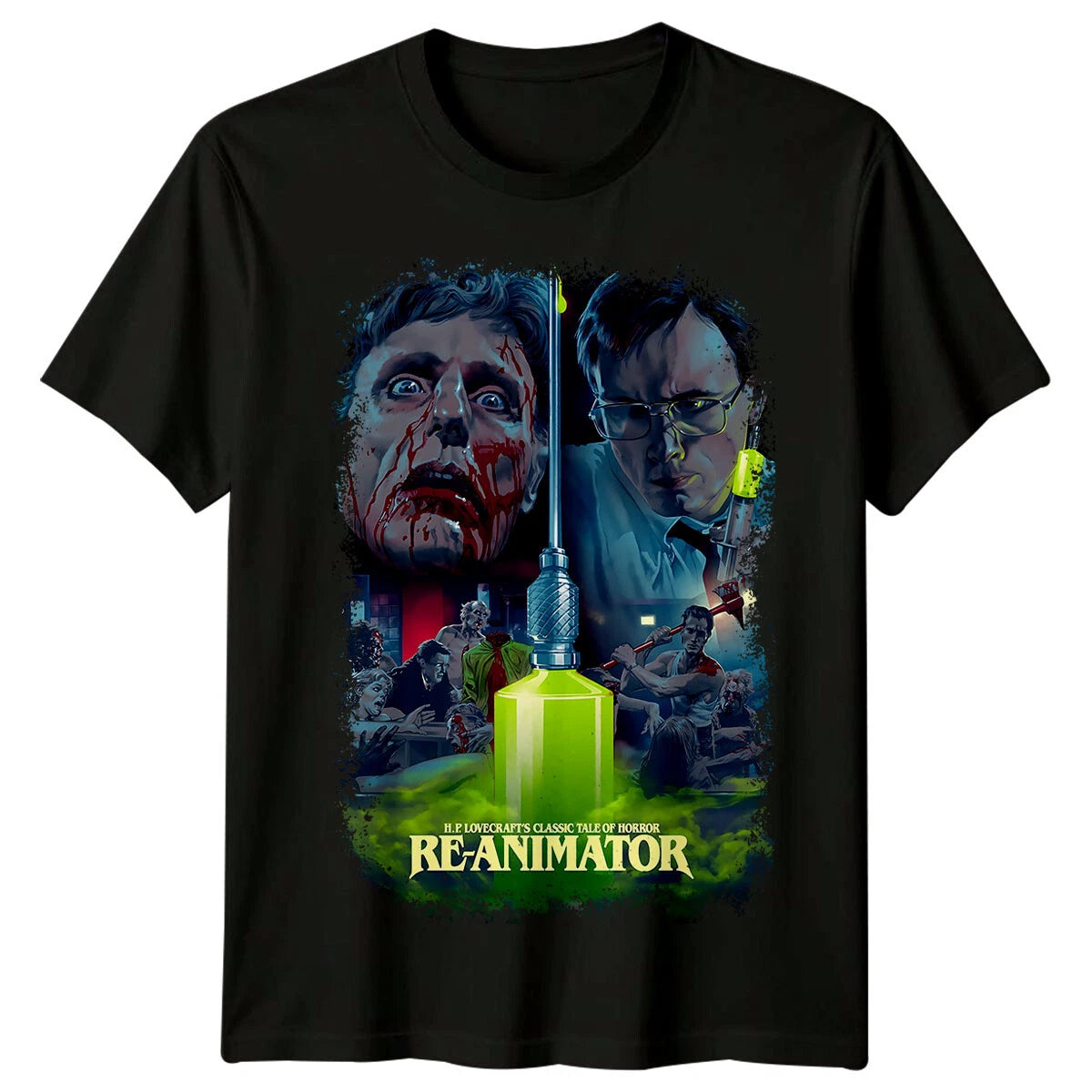 Re-Animator (1985) Movie Poster Inspired T-Shirt Retro Tee Unisex