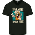 Save Water Drink Beer Funny Alcohol Larger Mens V-Neck Cotton T-Shirt