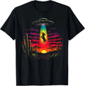 Funny Dachshund UFO Abduction Desert Sunset Dog Art T-Shirt