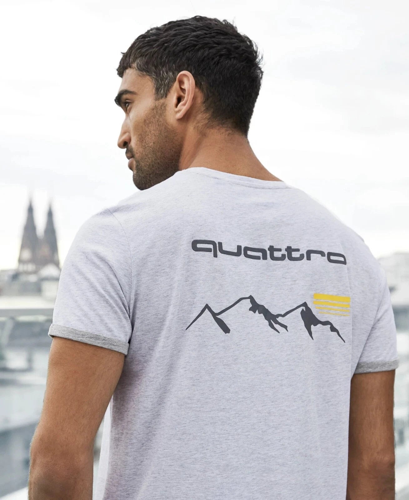 Authentic Audi Quattro Mens Pocket  Grey T-shirt 3132000702  US DUTY FREE