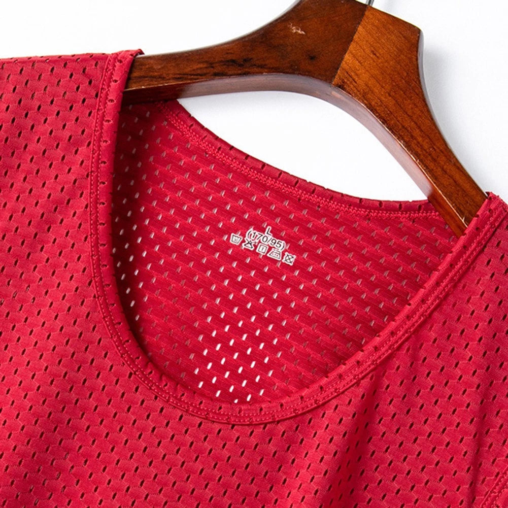 Fashionable Ice Silk Mesh Shirt for Men's Summer Workout Sleeveless Sportswear