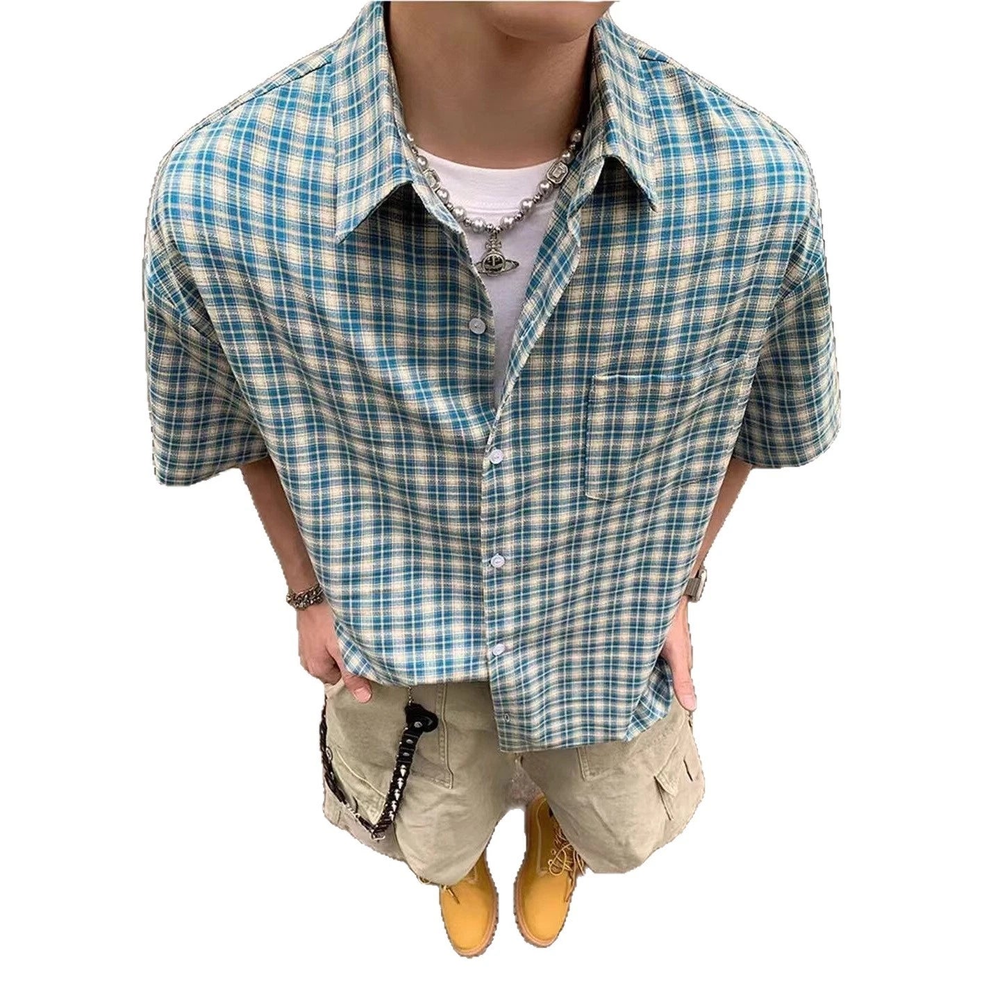 Casual Trendy Ice-silk Shirt Mens High-end Streetwear Edgy-cool Jacket