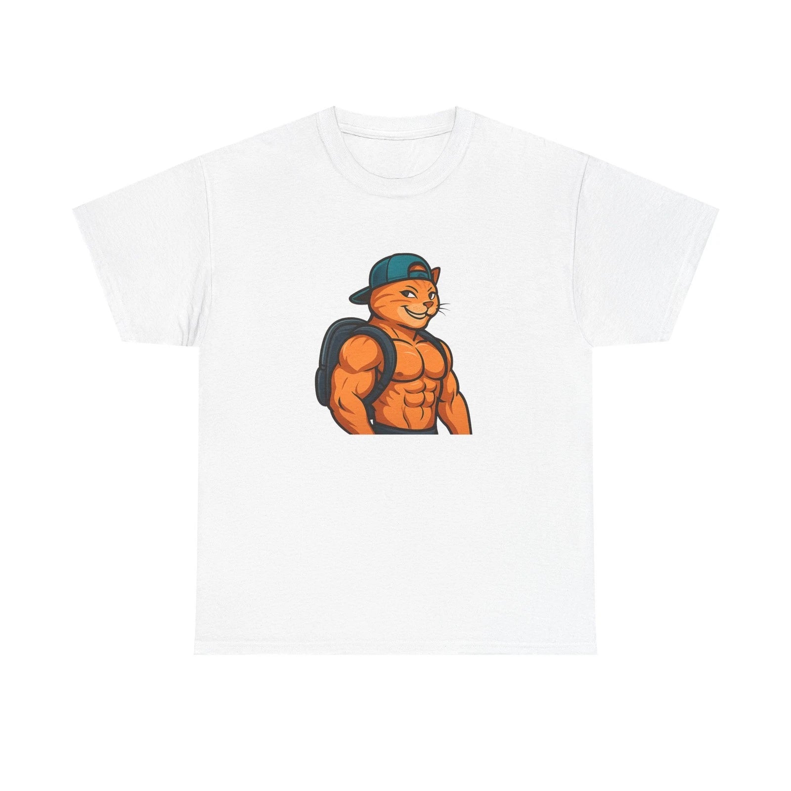 Unisex Adult T Shirt Buff Cat Cool Confidence Bodybuilding Pet Lover Funny Tee