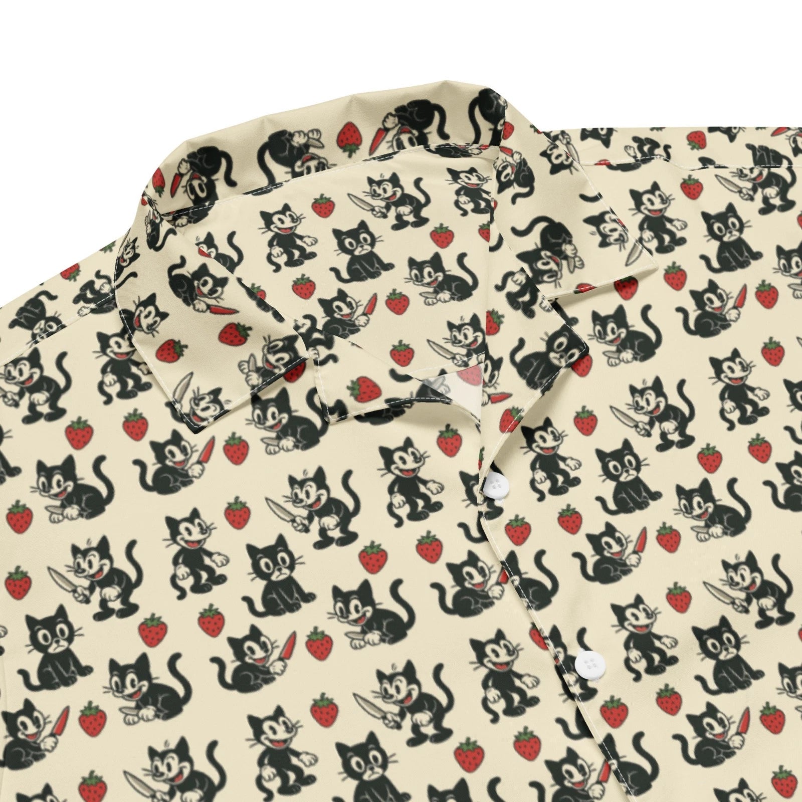 Black Cat Knife Shirt Button-Down Shirt Black Cat hawaiian shirt