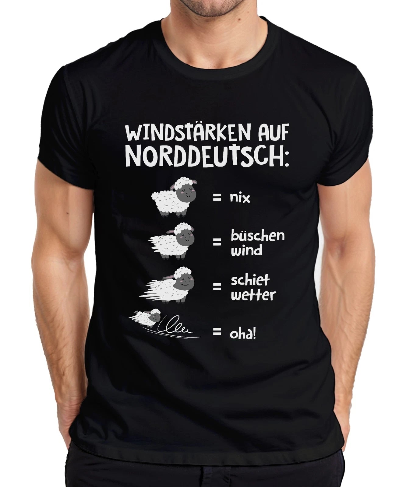 Wind Strengths North German Schietwetter Sheep Low German Slogan Men's T-Shirt